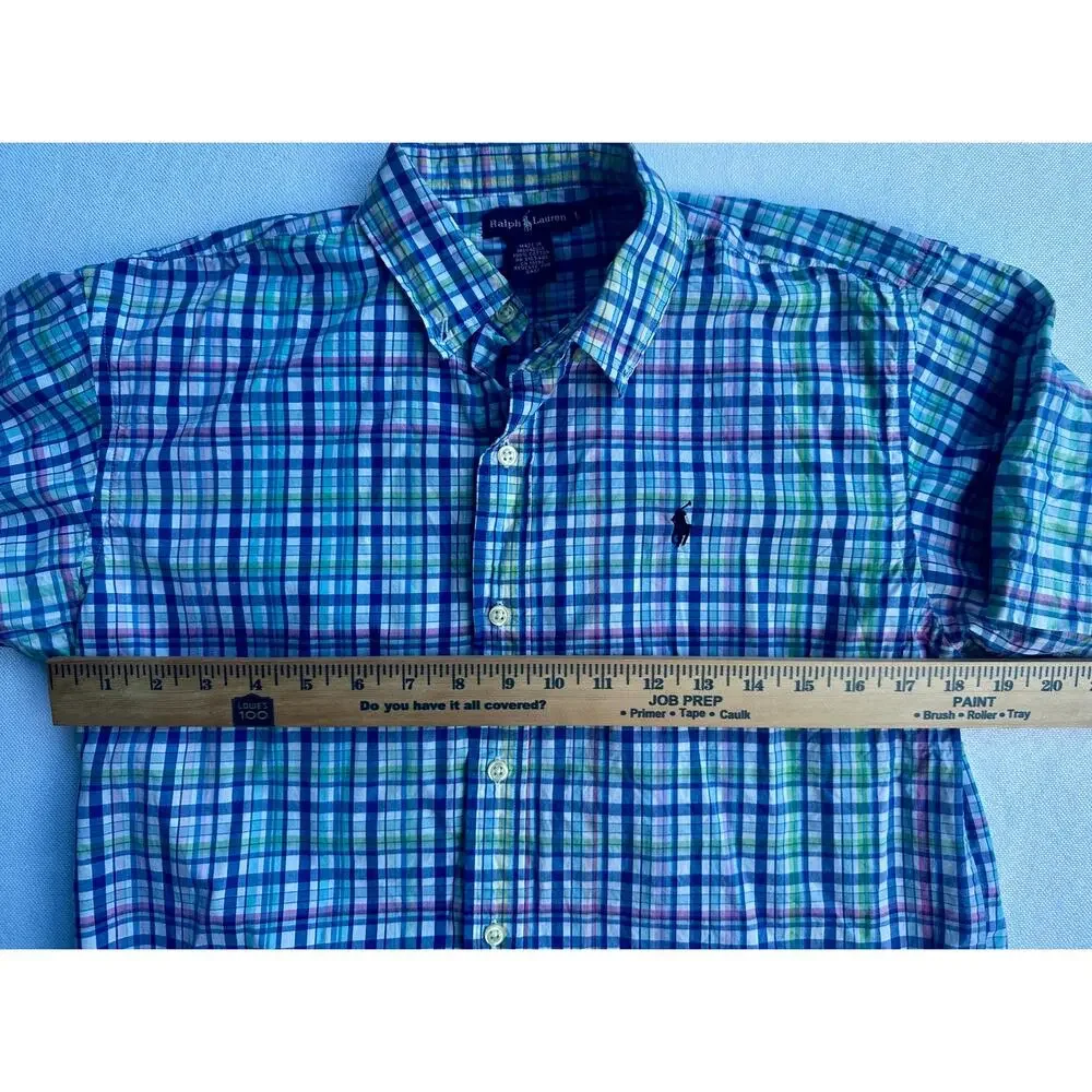 Ralph Lauren Plaid Short Sleeve Button Down Shirt Multicolor Boys' L